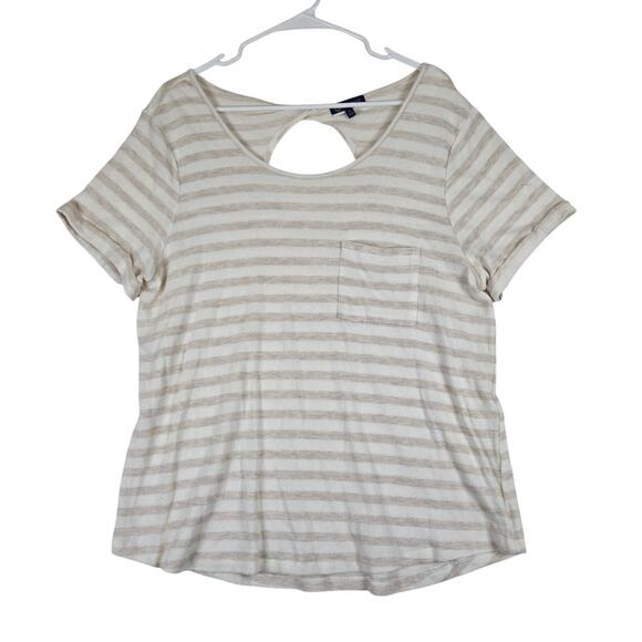 Democracy Tops - Democracy Pocket Tshirt Blouse Top Womens Large Keyhole Back 0734